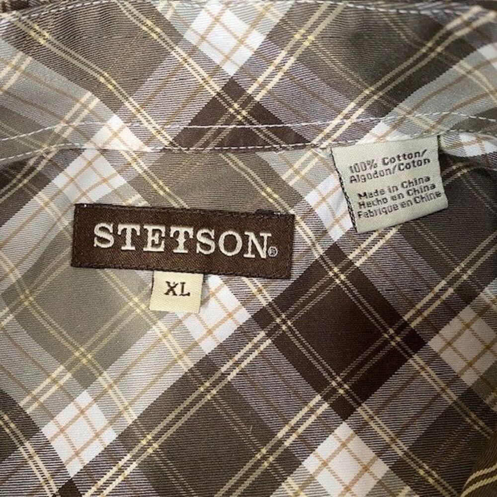 Stetson Men's Classic Plaid Button Down Shirt Dual Chest Pockets Casual XL - Picture 3 of 11